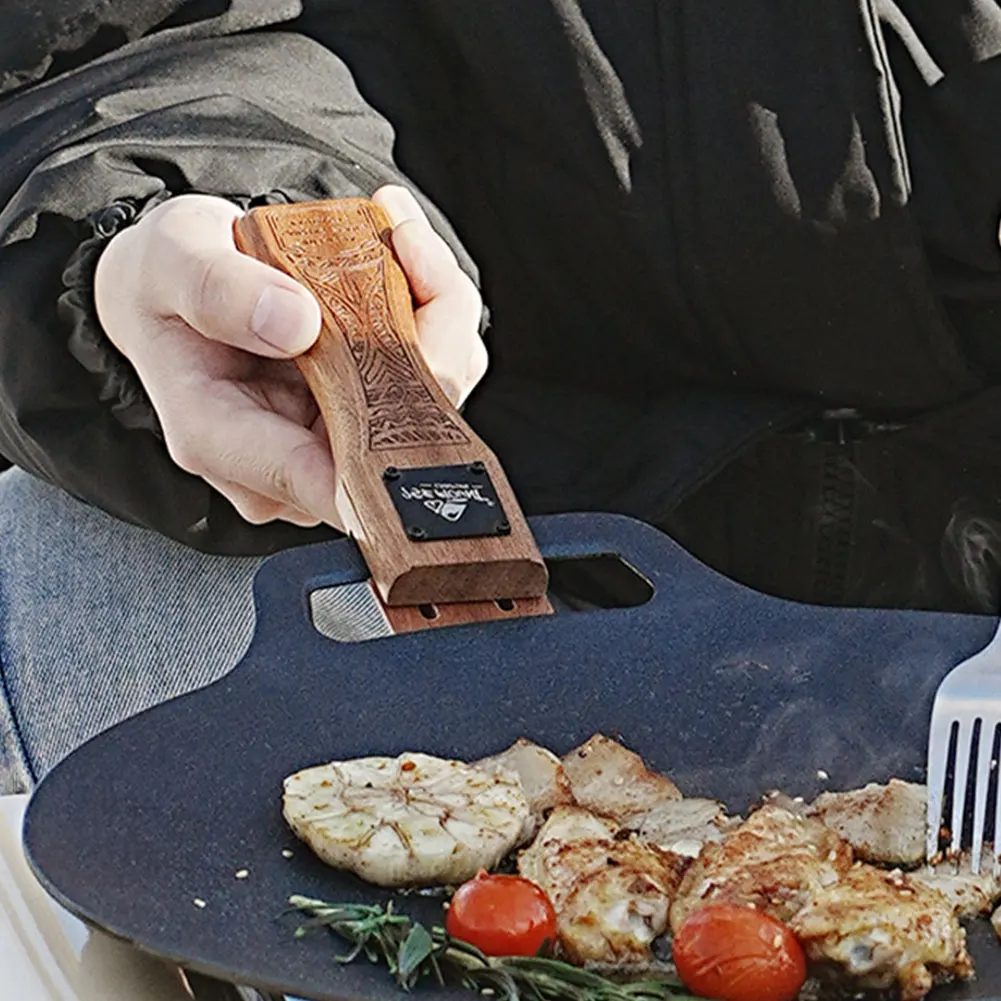 Camping Cooking Survival - Chapa de Churrasco de Madeira Natural