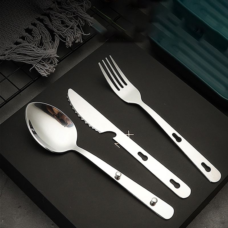 Camping Cooking Utensils - 3 pçs/set portátil de aço inoxidável