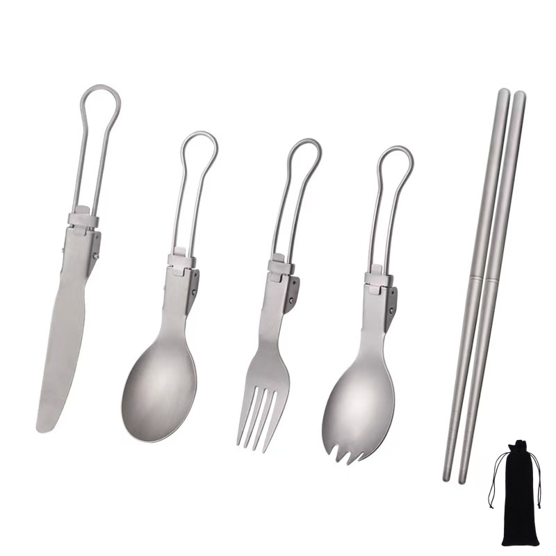 Camping Cooking System - Conjunto de Utensílios de Titânio Dobrável