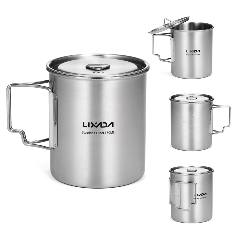 Camping Cooking Backpack - Lixada-Caneca de aço inoxidável com alças