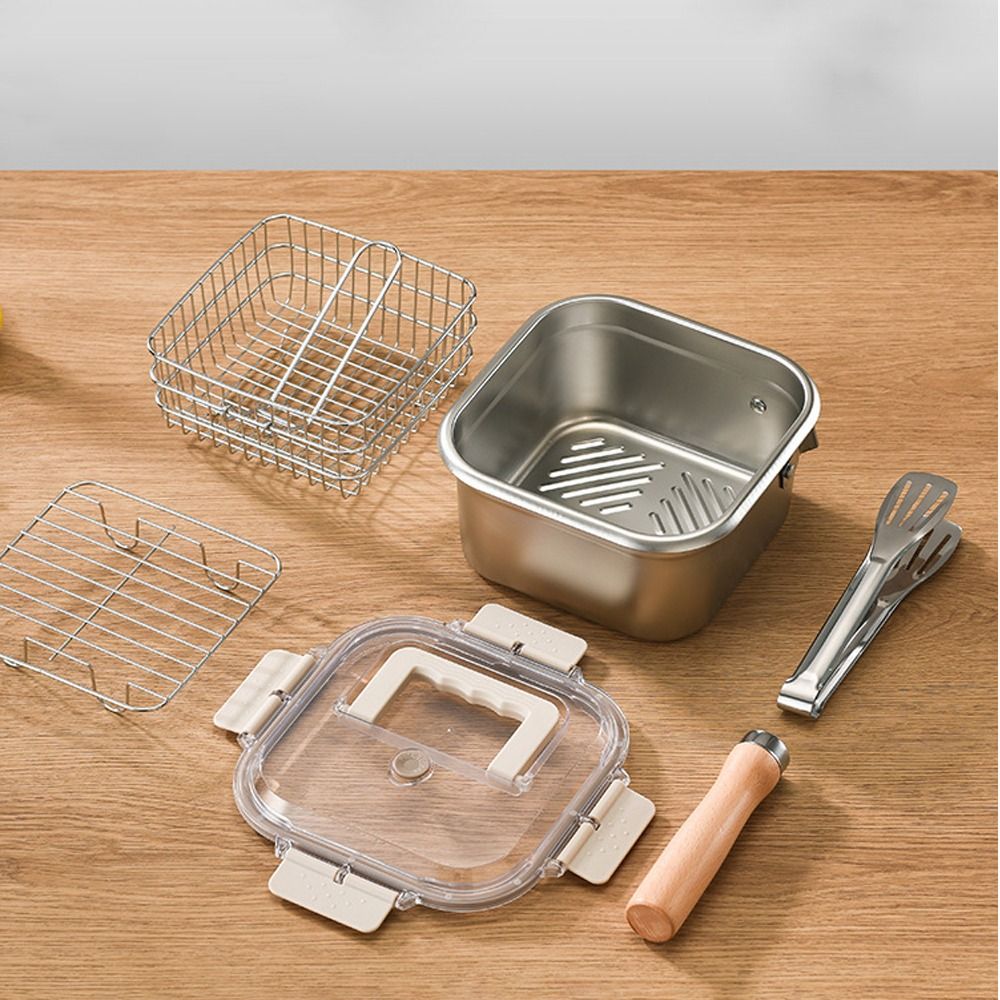 Frigideira portátil de aço ino - Camping Cooking Utensils Storage avaliação e preço
