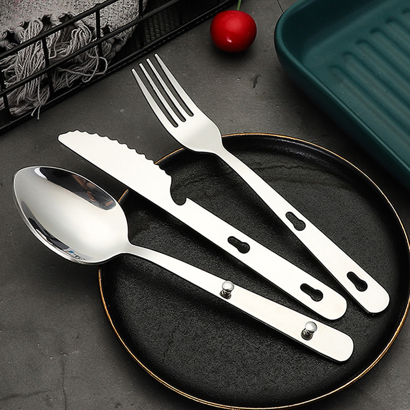 3 pçs/set portátil de aço inox - Camping Cooking Utensils avaliação e preço