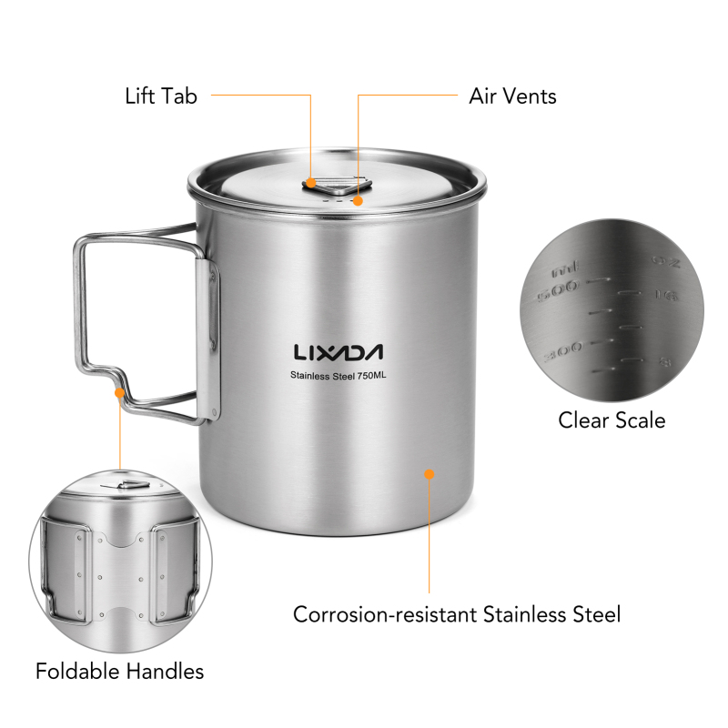 Lixada-Caneca de aço inoxidáve - Camping Cooking Backpack avaliação e preço