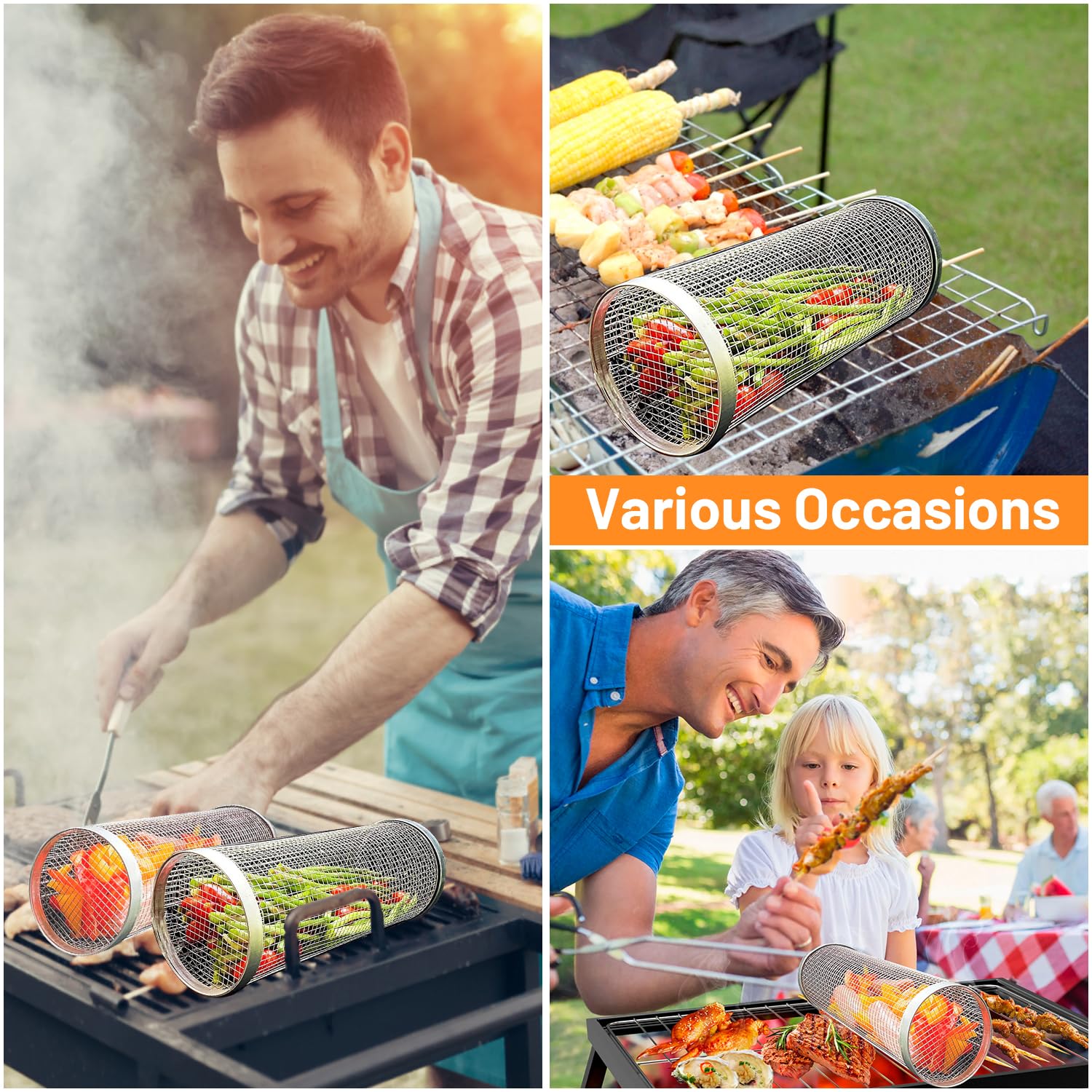 2 peças cestas de grelhar para - Camping Cooking Utensils Storage avaliação e preço